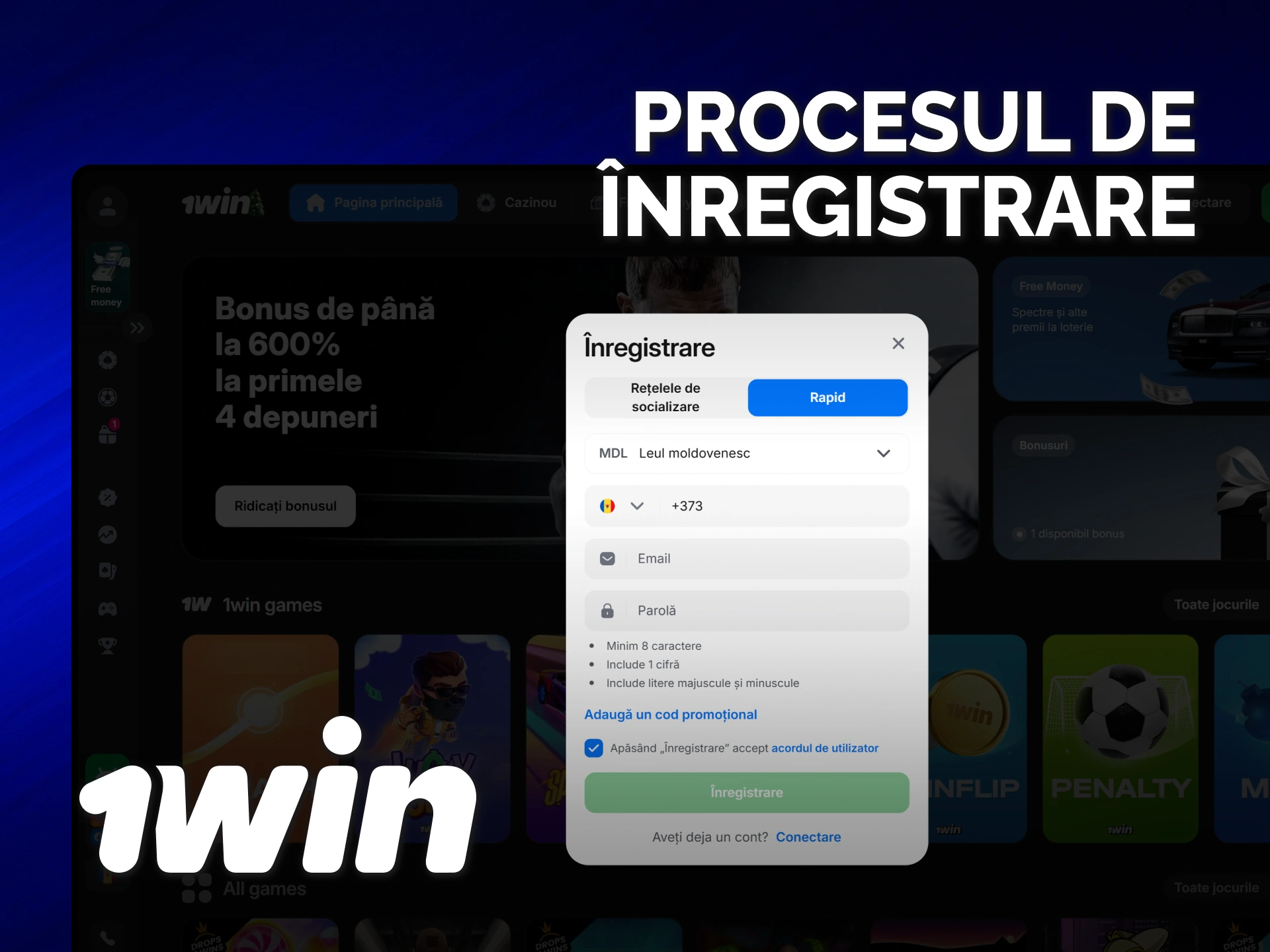 Creează un cont nou la 1win și începe aventura ta acum.