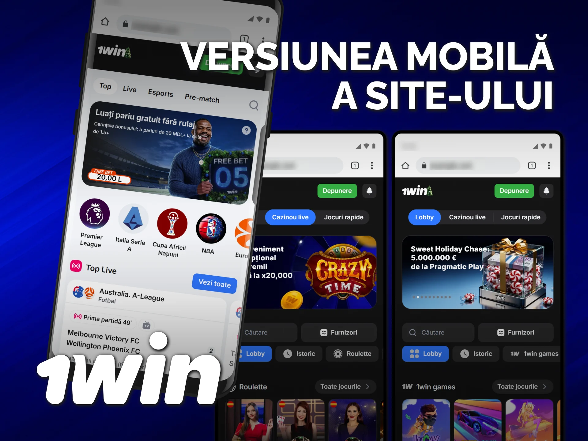 Utilizează versiunea mobilă 1win optimizată pentru orice browser de smartphone modern.