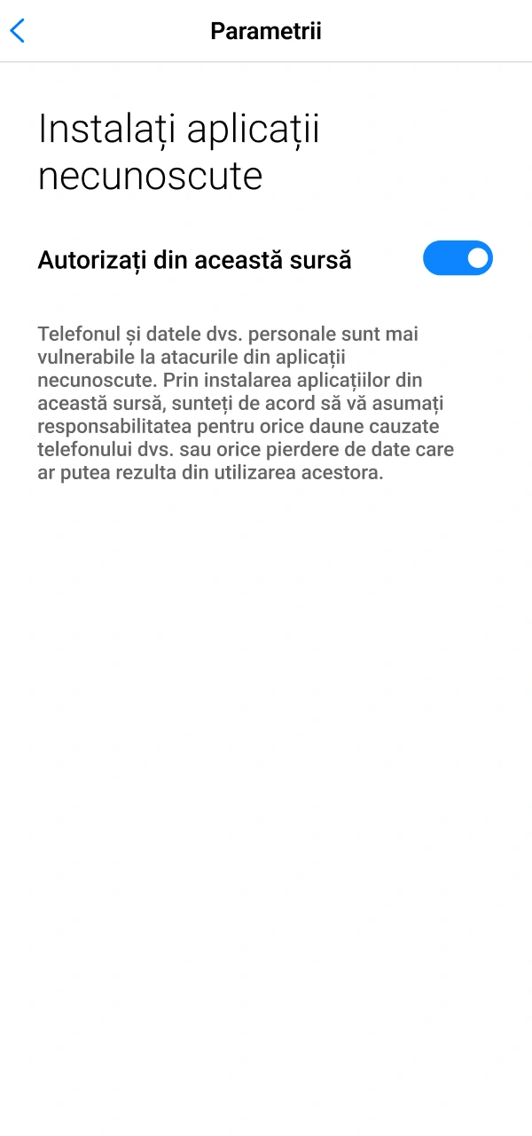 Modifică setările Android pentru a permite instalarea acestui APK oficial 1win.