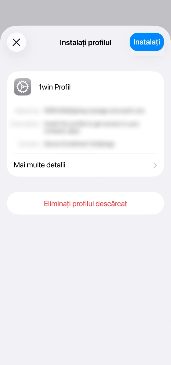 Accesează secțiunea de gestionare profil iOS pentru a activa aplicația 1win.