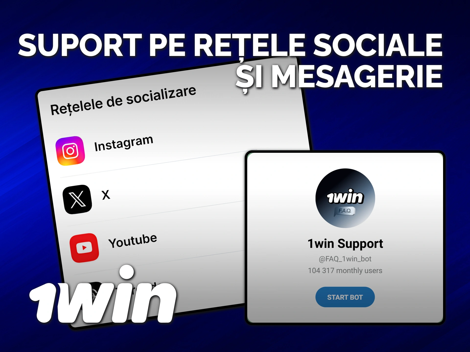 Primește asistență 1win oficială prin intermediul rețelelor sociale și mesageriei mobile.