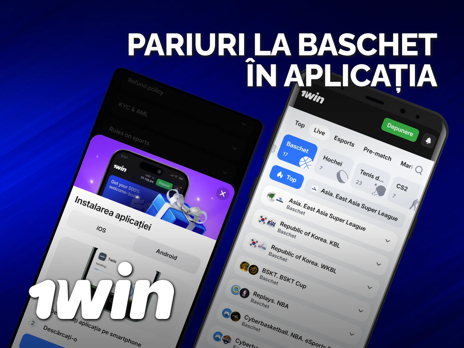 Descarcă aplicația 1win și începe să plasezi pariuri pe baschet acum.
