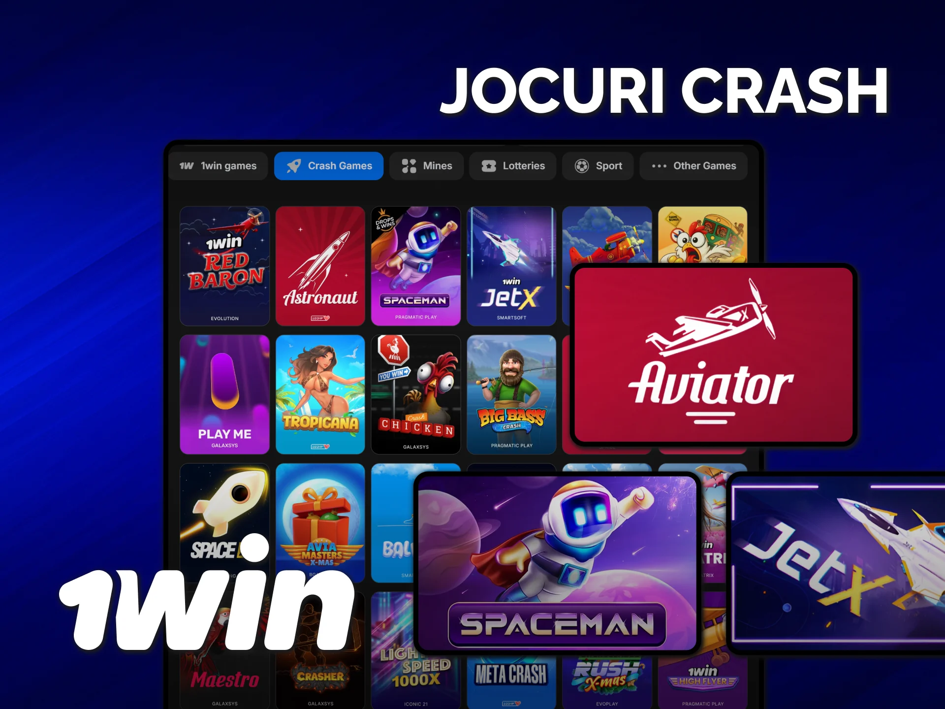 Încearcă jocuri crash captivante pentru câștiguri rapide la 1win cazino online.