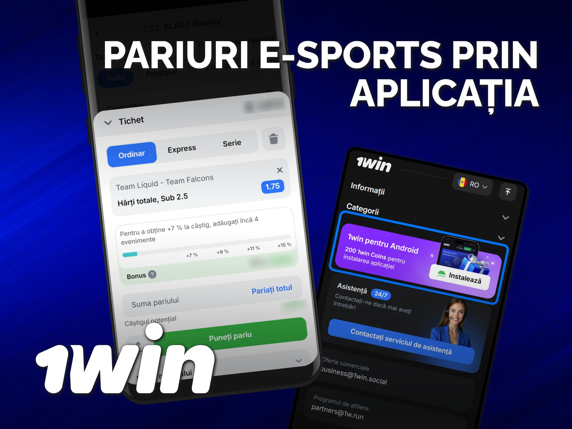 Descarcă aplicația 1win pentru a plasa pariuri E-Sports direct de pe mobil.