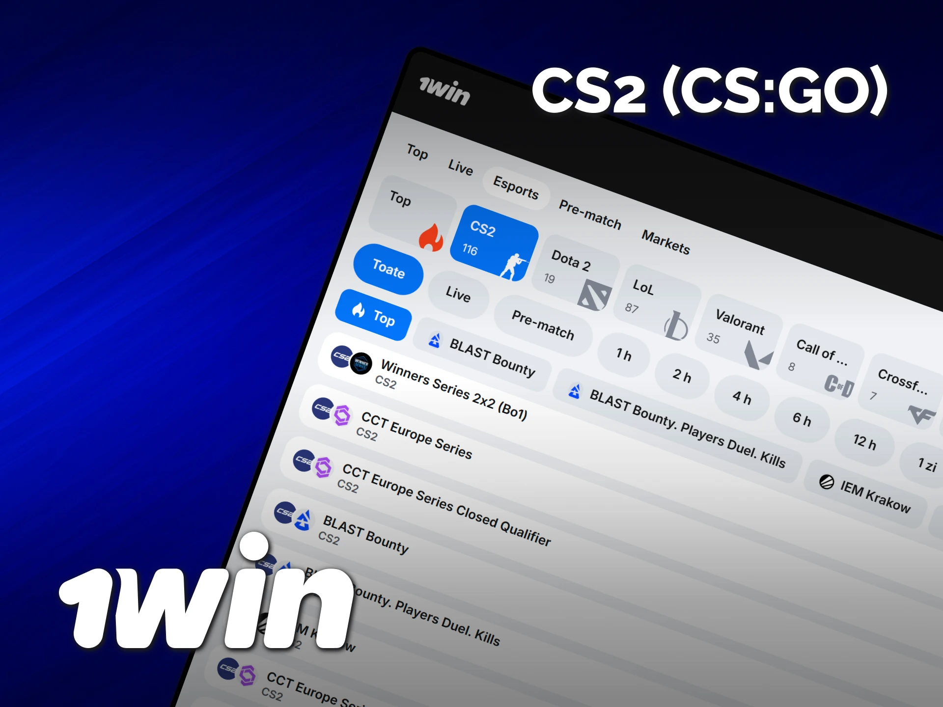 Mizează pe echipele favorite de CS2 și câștigă cu 1win E-Sports.