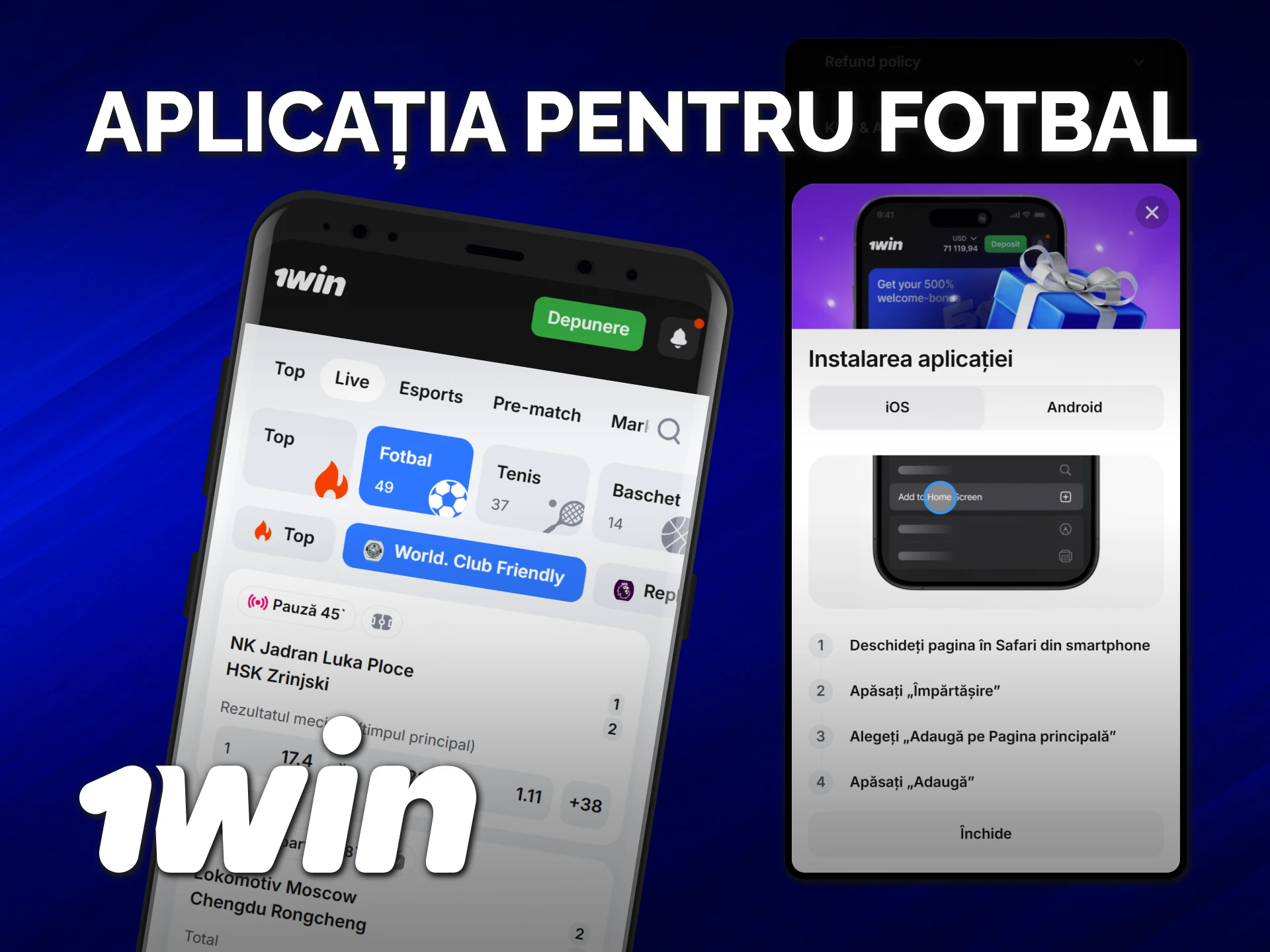 Descarcă acum aplicația oficială 1win pentru a plasa pariuri pe fotbal.