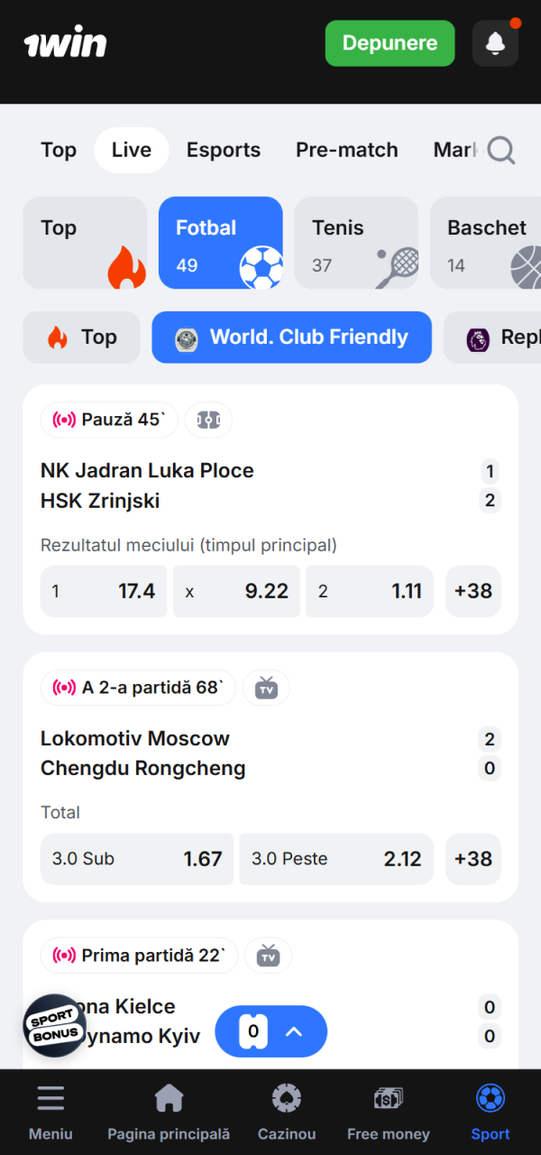 Selectează meciul preferat de fotbal pentru pariuri profitabile la 1win.