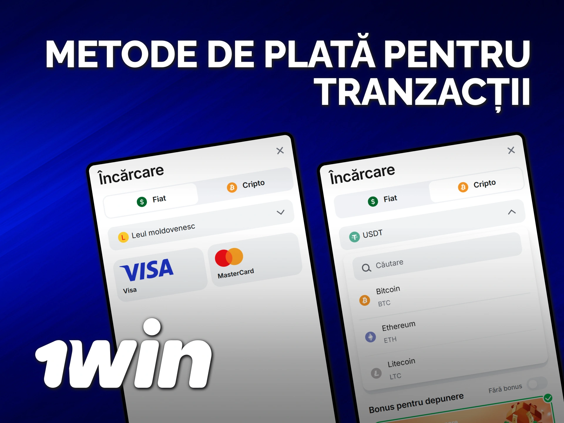 Depune și retrage fonduri la 1win folosind metode de plată.