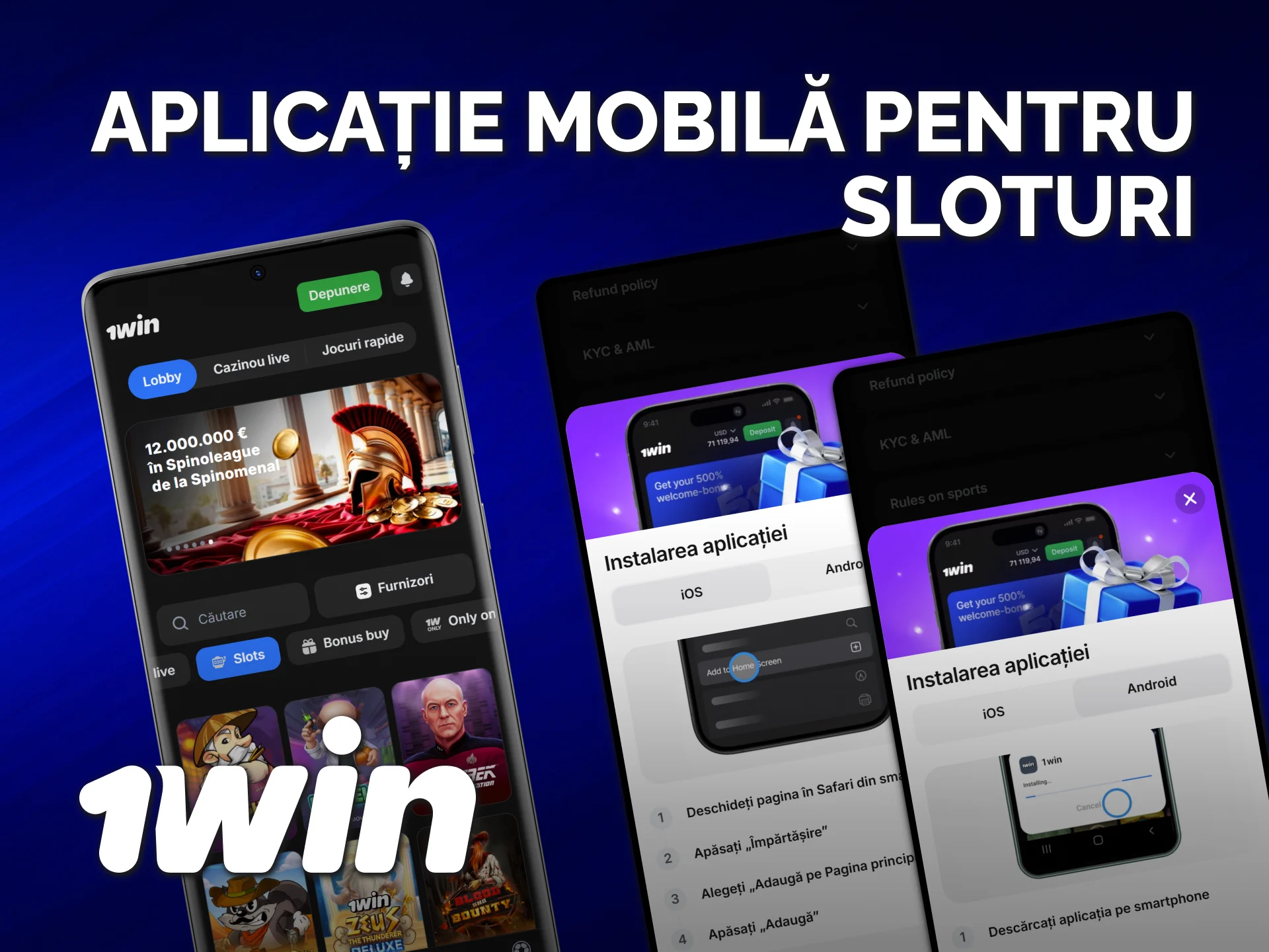 Instalează aplicația 1win și rotește sloturi preferate direct de pe telefon.