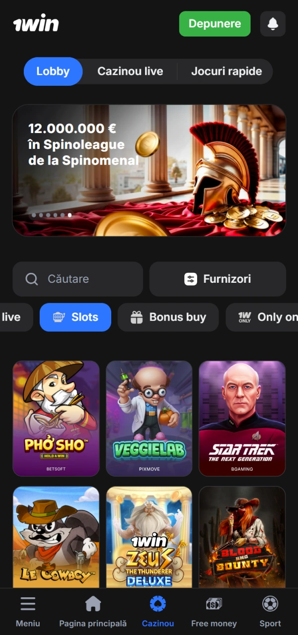 Navighează spre categoria de sloturi 1win pentru a vedea oferta completă.